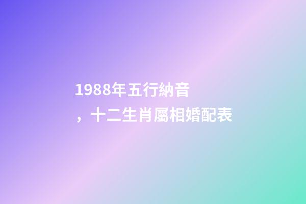 1988年五行納音，十二生肖屬相婚配表(含具體年份)-第1張-觀點(diǎn)-玄機(jī)派
